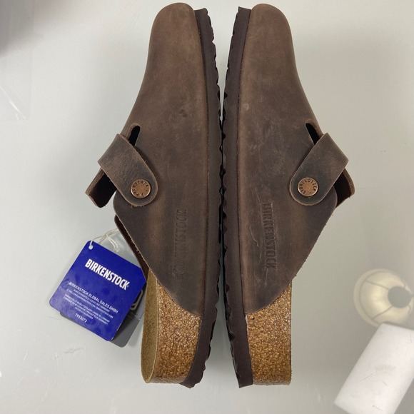 Birkenstock Size 40 M7 W9 Boston BS Soft Footbed Leather Clogs Dark Brown NEW - Picture 8 of 11